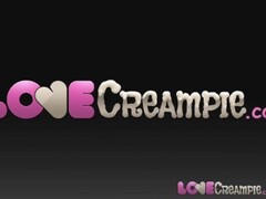 Love Creampie Two horny women take cum in their pussy for cash Thumb