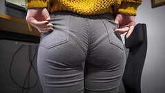 Hot Secretary In Tight Jeans Teases Ass With Visible Panty Line Thumb